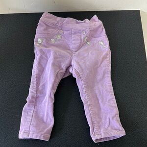 Purple Corduroy Pants with Floral Embellishments